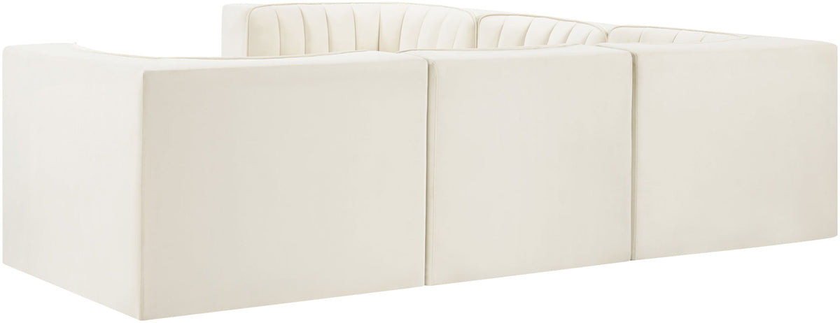 Rummi - Symmetrical Velvet Performance Fabric Upholstered 5 Piece Modular Sectional