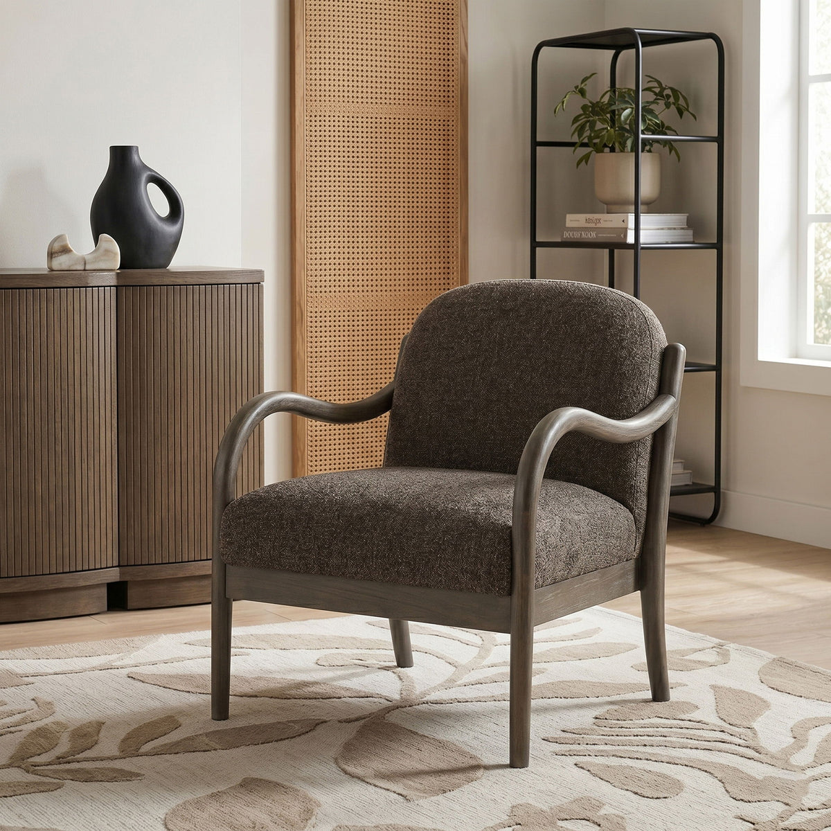 Helmsley - Performance Fabric Upholstered Accent Chair - Brown Frame