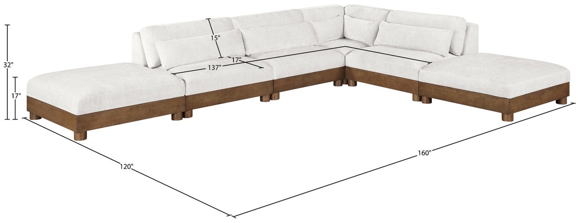 Turin - Chenille Fabric Upholstered Modular Sectional - Cream