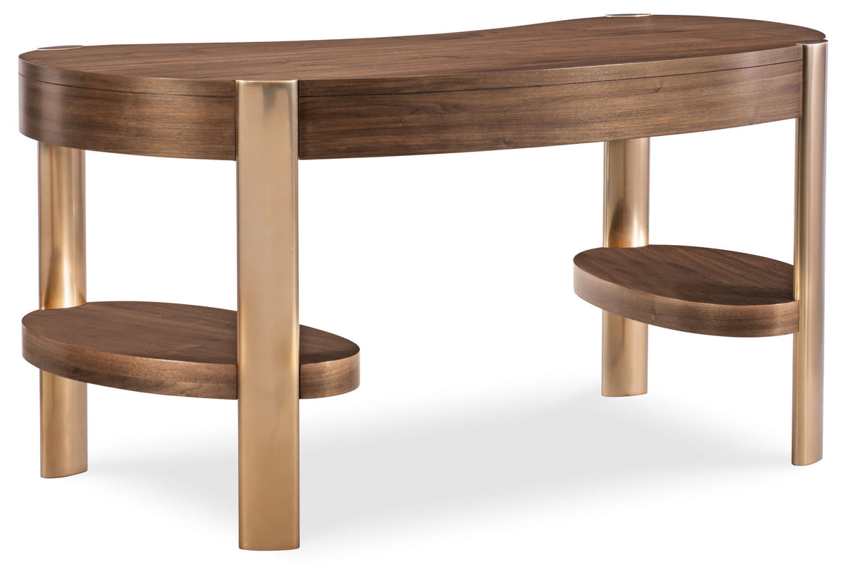 Eleana - Writing Desk - Medium Wood / Gold