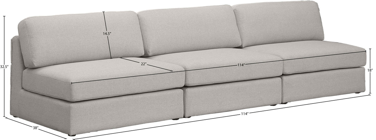 Beckham - Modular 3 Seat Armless Sofa