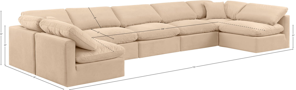 Indulge - Velvet 7 Piece Modular U-Shaped Sectional