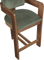 Sacha - Velvet Stool With Brown Base