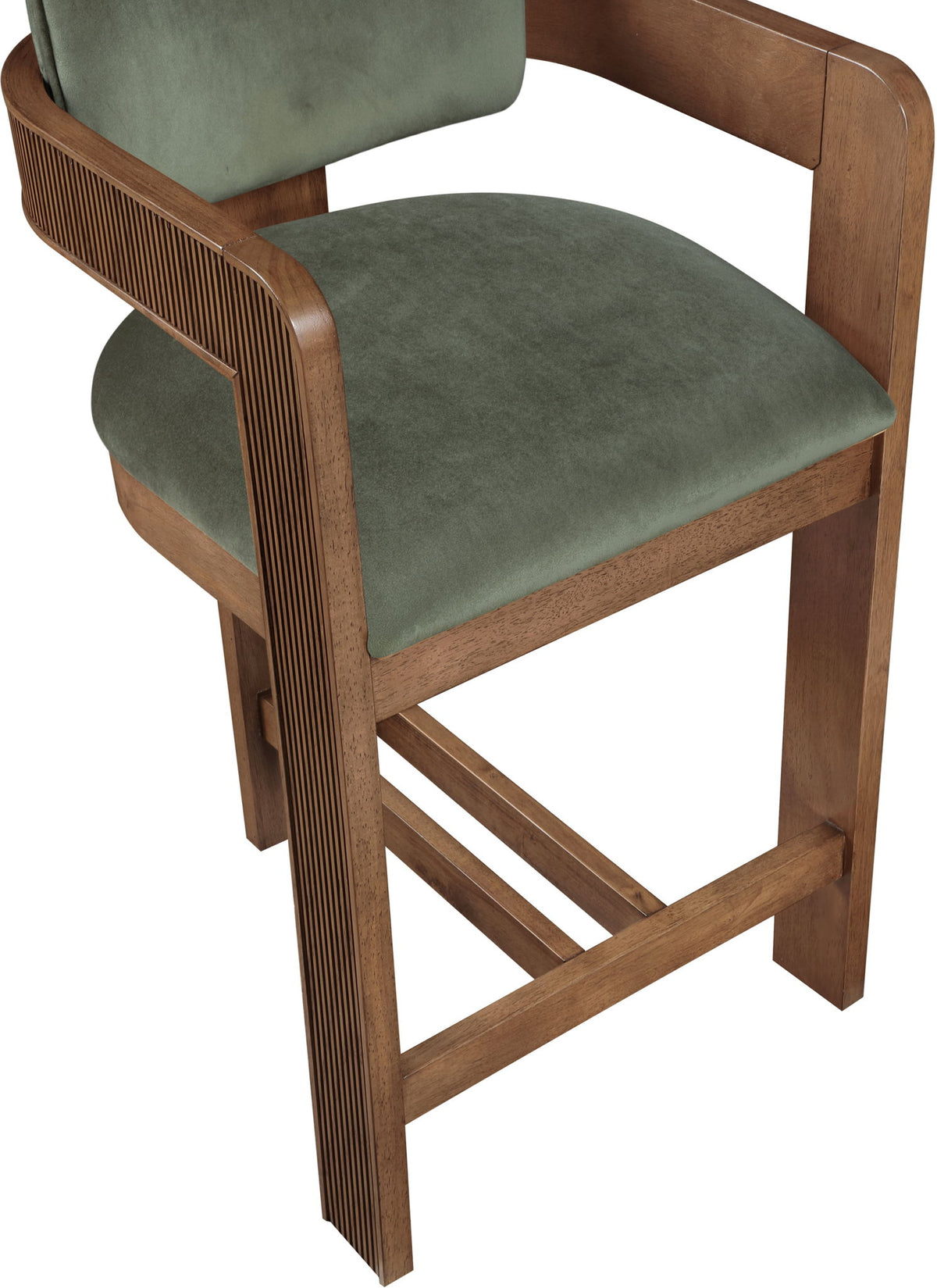 Sacha - Velvet Stool With Brown Base