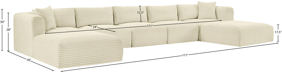 Shaggy - 7 Piece Modular Sectional With 2 Ottomans