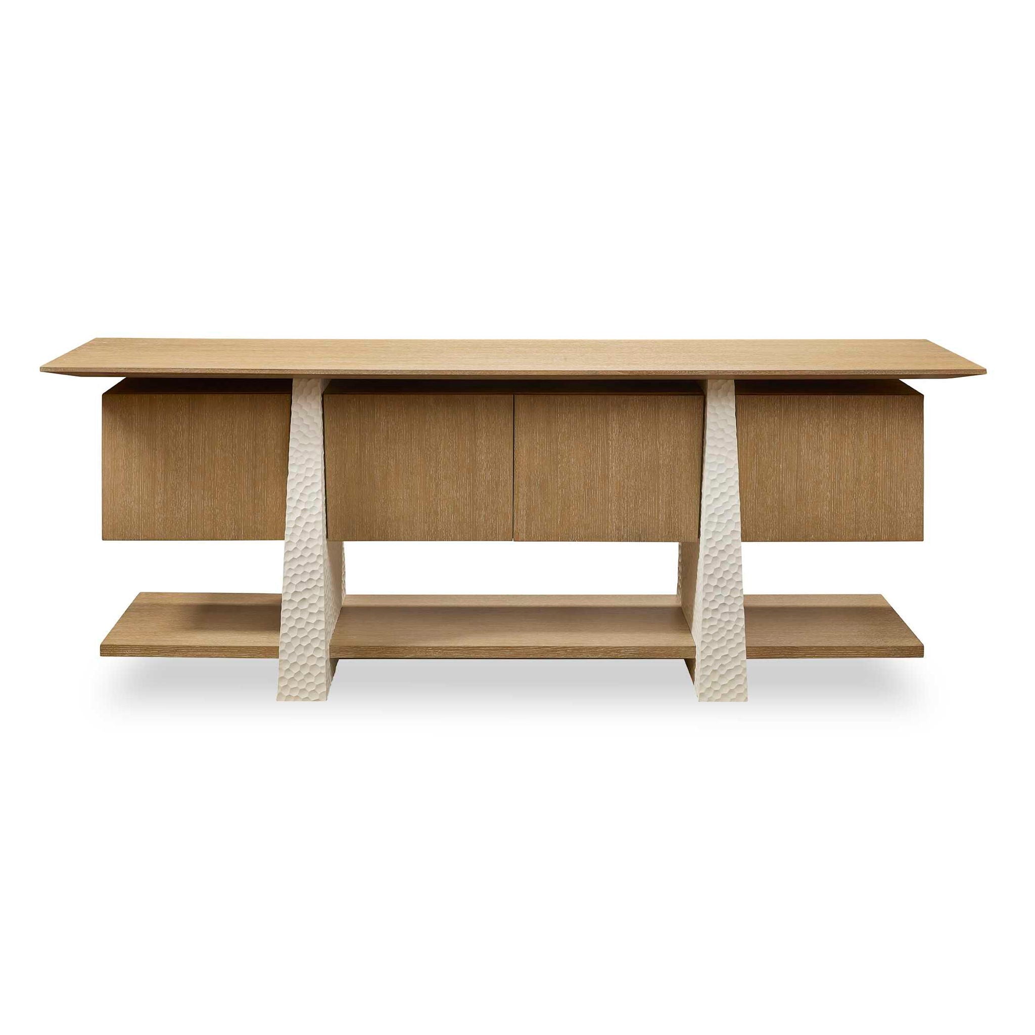 Hewn - 4 Door Cabinet - Woodtone / White