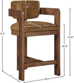Sacha - Velvet Stool With Brown Base