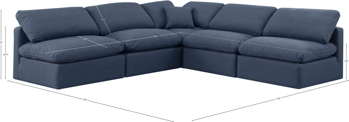 Indulge - Linen 5 Piece Modular Corner Armless Sectional