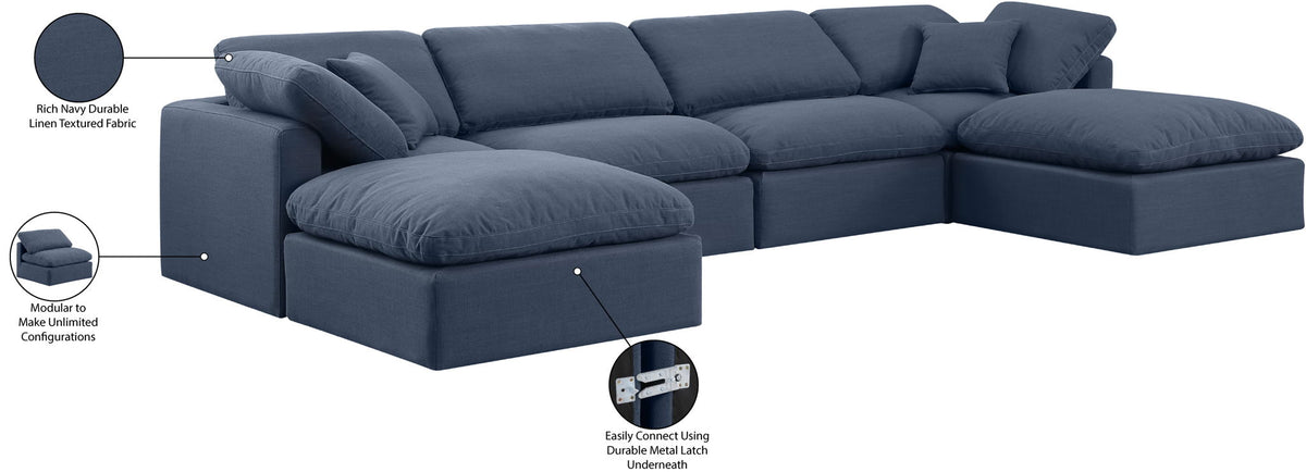Indulge - Linen 6 Piece Modular Double Chaise Sectional