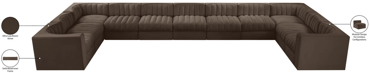 Rummi - Velvet Performance Fabric Upholstered 11 Piece Modular Sectional