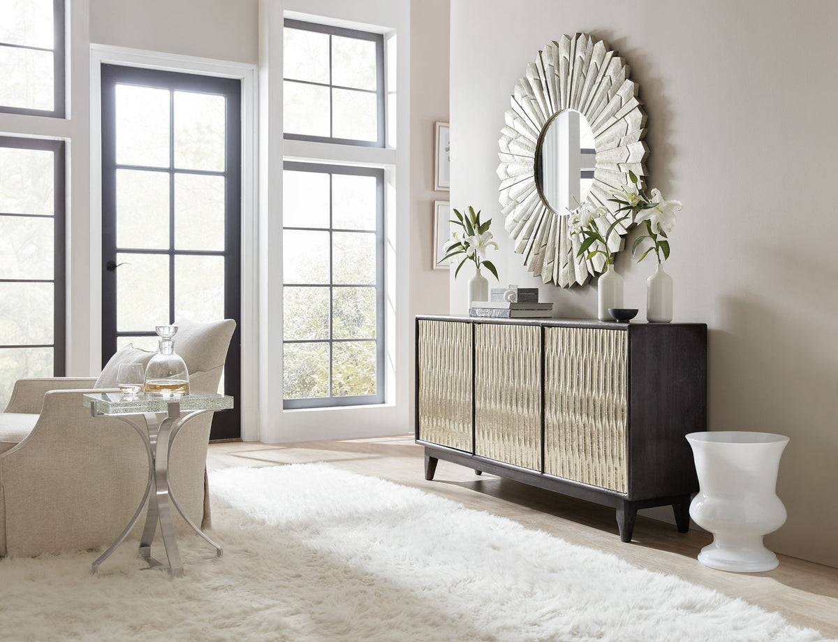 Home Accent - Shimmer 3-Door Credenza - Dark Gray / Silver