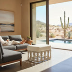 Breeze - Cream Metal Outdoor Ottoman With Cushions - Pearl