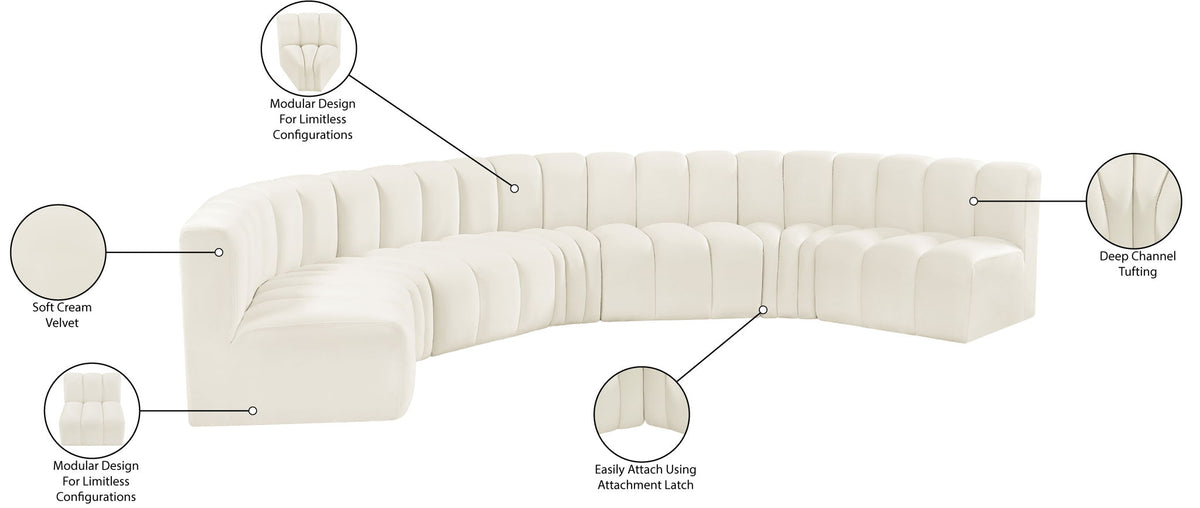 Arc - Velvet 7 Piece U-Shaped Modular Sofa