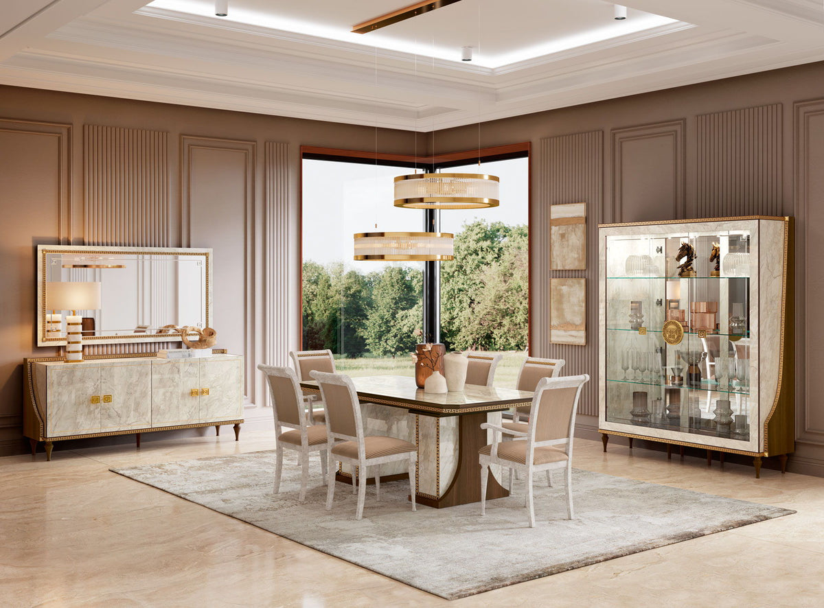 Romantica - Dining Table With 2 Extensions - Light Beige / Brown Walnut