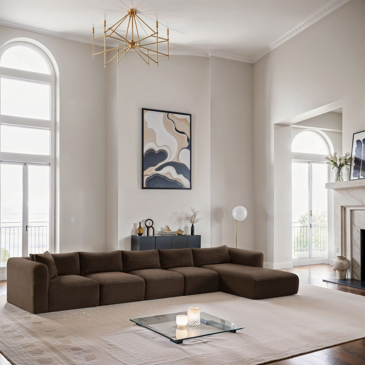 Shaggy - 5 Piece Modular Sectional With Chaise