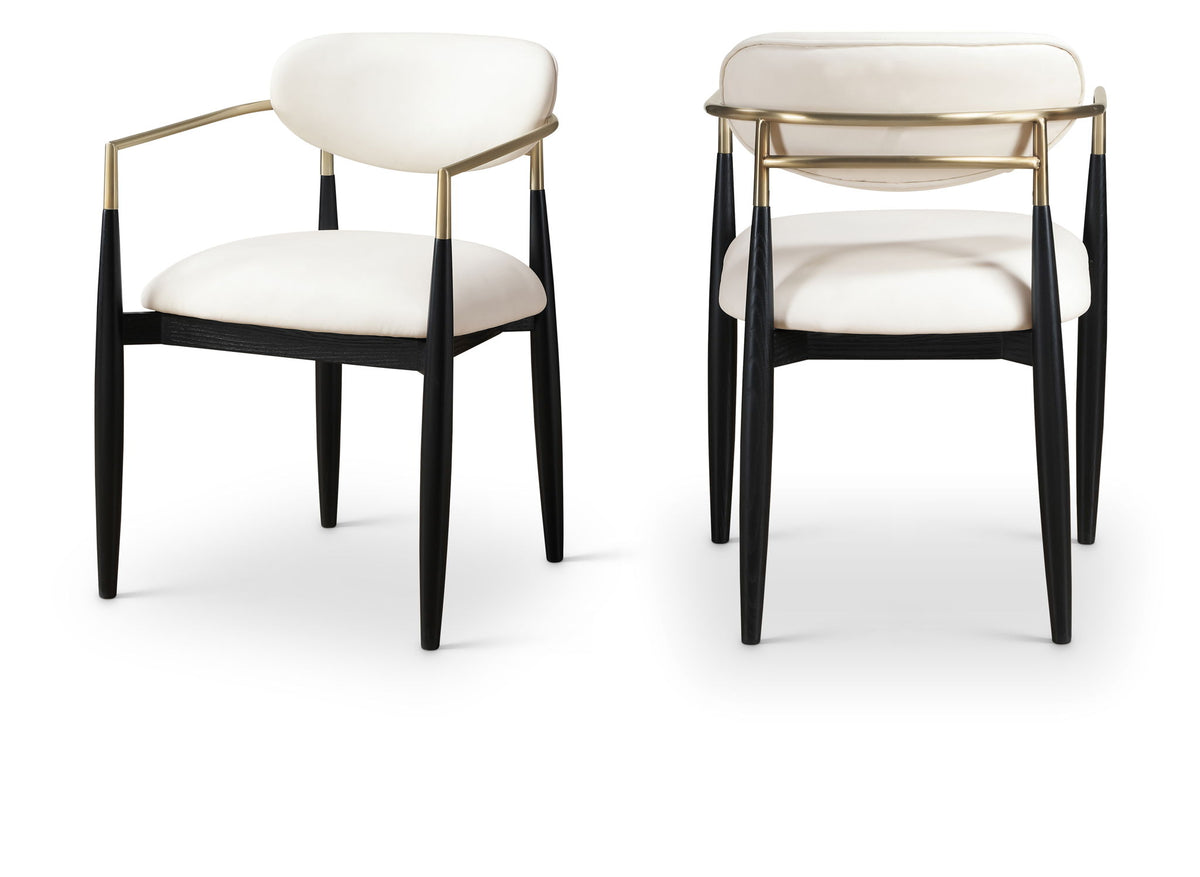 Riccio - Faux Leather Dining Arm Chair (Set of 2) - Black And Gold Frame