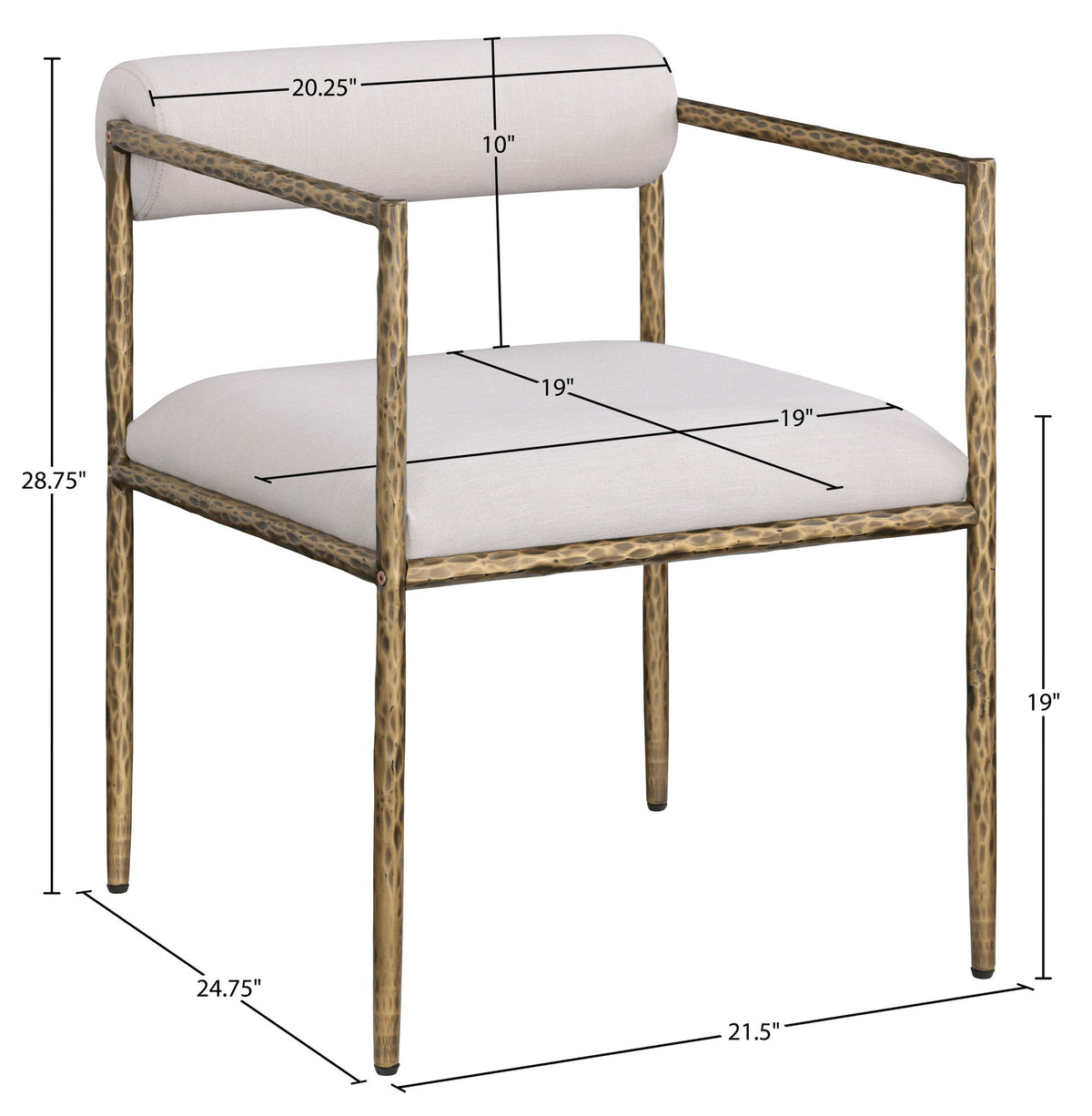 Axis - Linen Textured Beige Fabric Upholstered Dining Chair (Set of 2)