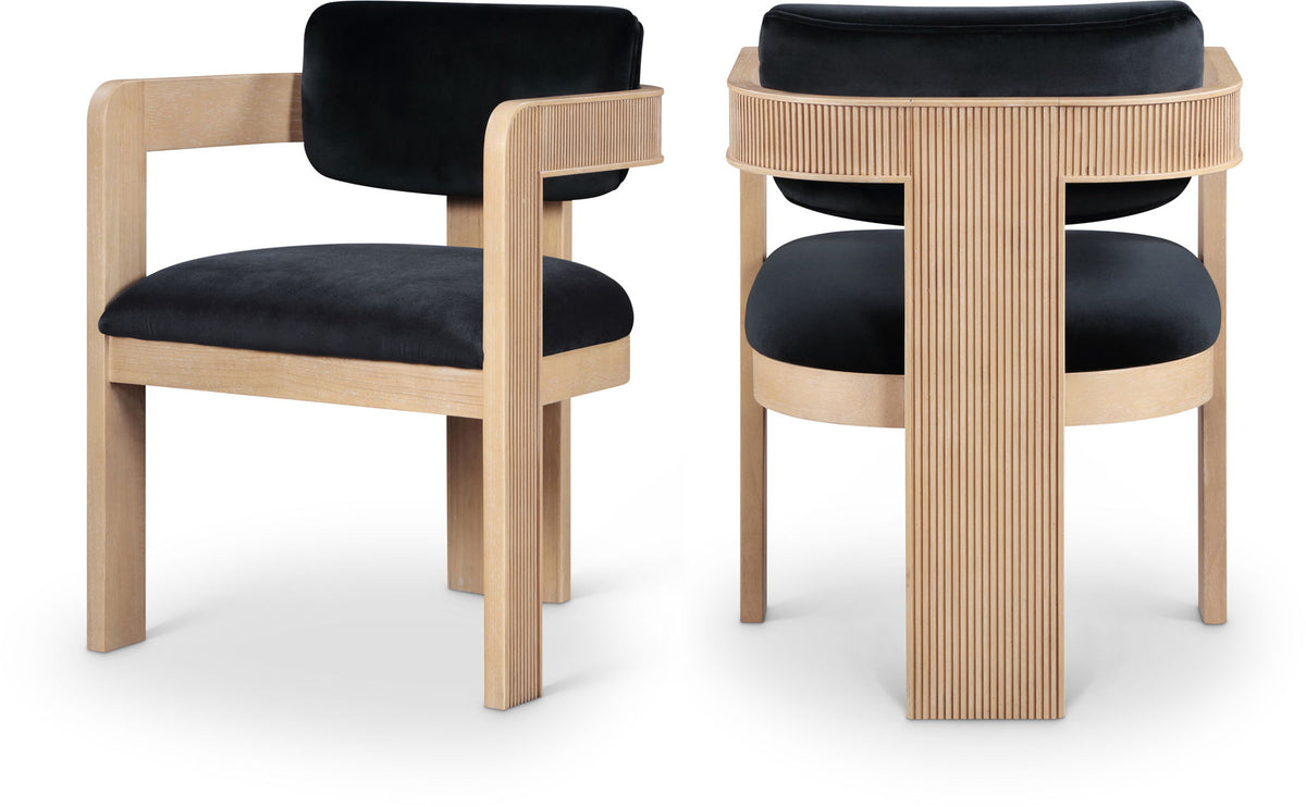 Sacha - Velvet Dining Chair With Natural Base (Set of 2)
