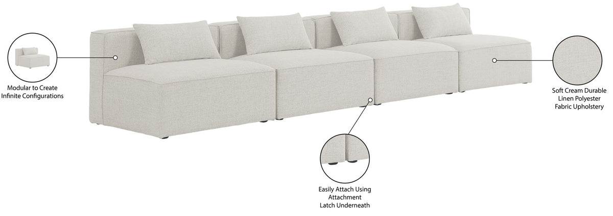 Cube - Linen Modular 4 Seat Armless Sofa