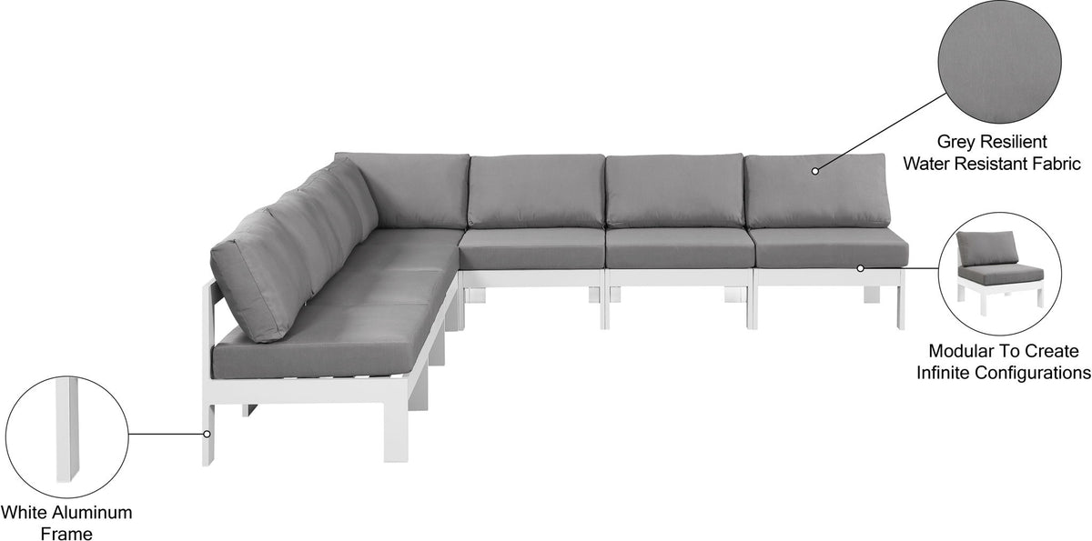 Nizuc - Outdoor Patio 7 Piece Modular Sectional With White Frame