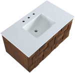 Leonardo - Engineered Stone And Solid Wood 24" Wall Mounted Bathroom Vanity