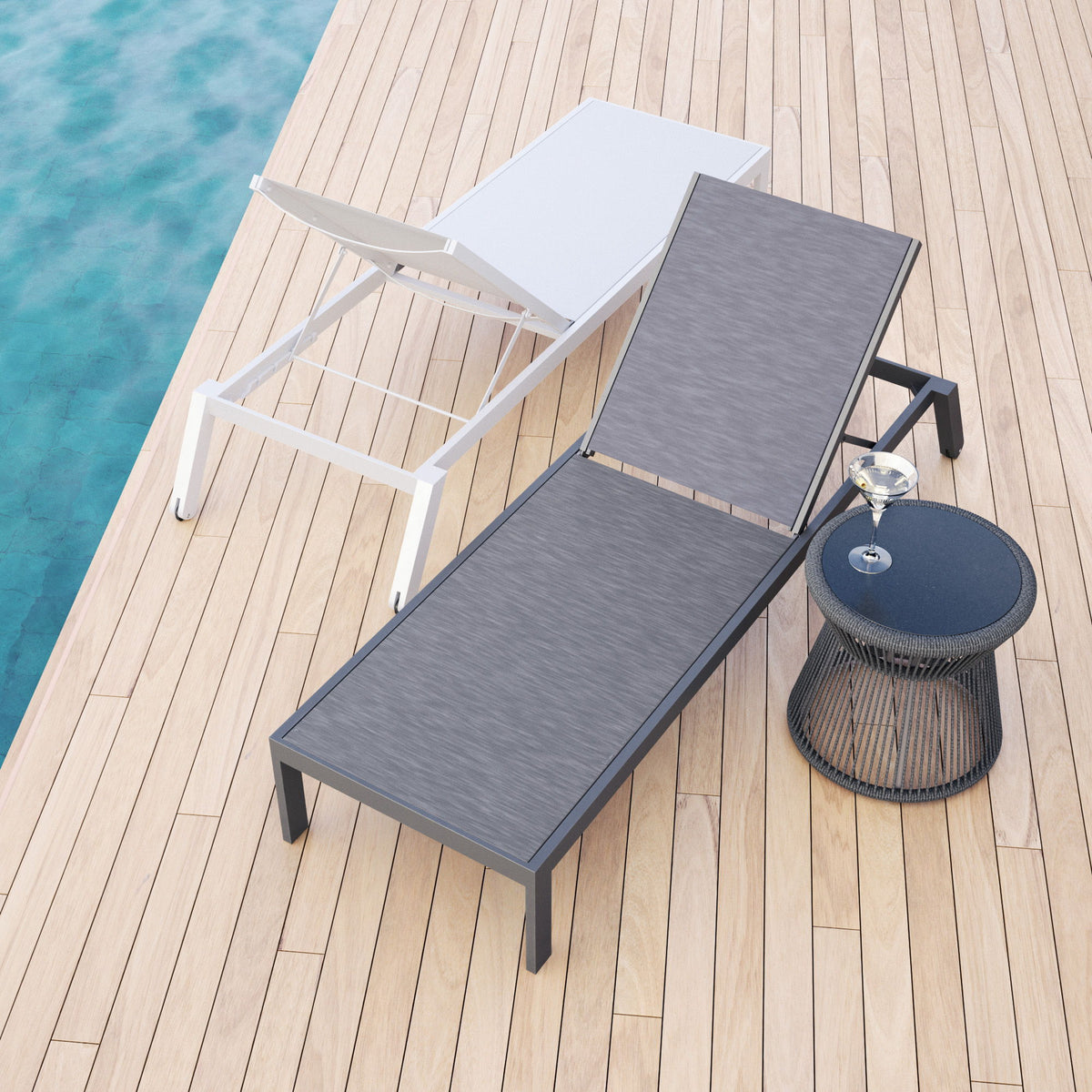 Naples - Stackable Chaise Lounge - White