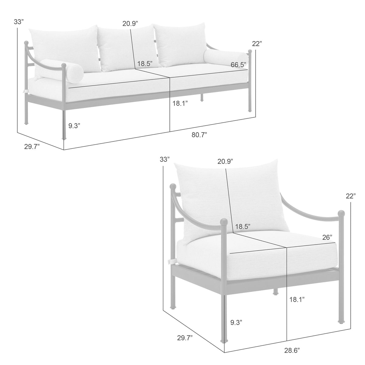 Leni - 3-Piece Outdoor Conversation Set - Moonveil / Warm Gray