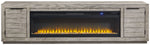 Naydell - 92" TV Stand With Wide Fireplace Insert - Gray
