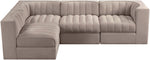 Rummi - Velvet Performance Fabric Upholstered 4 Piece Modular Sectional