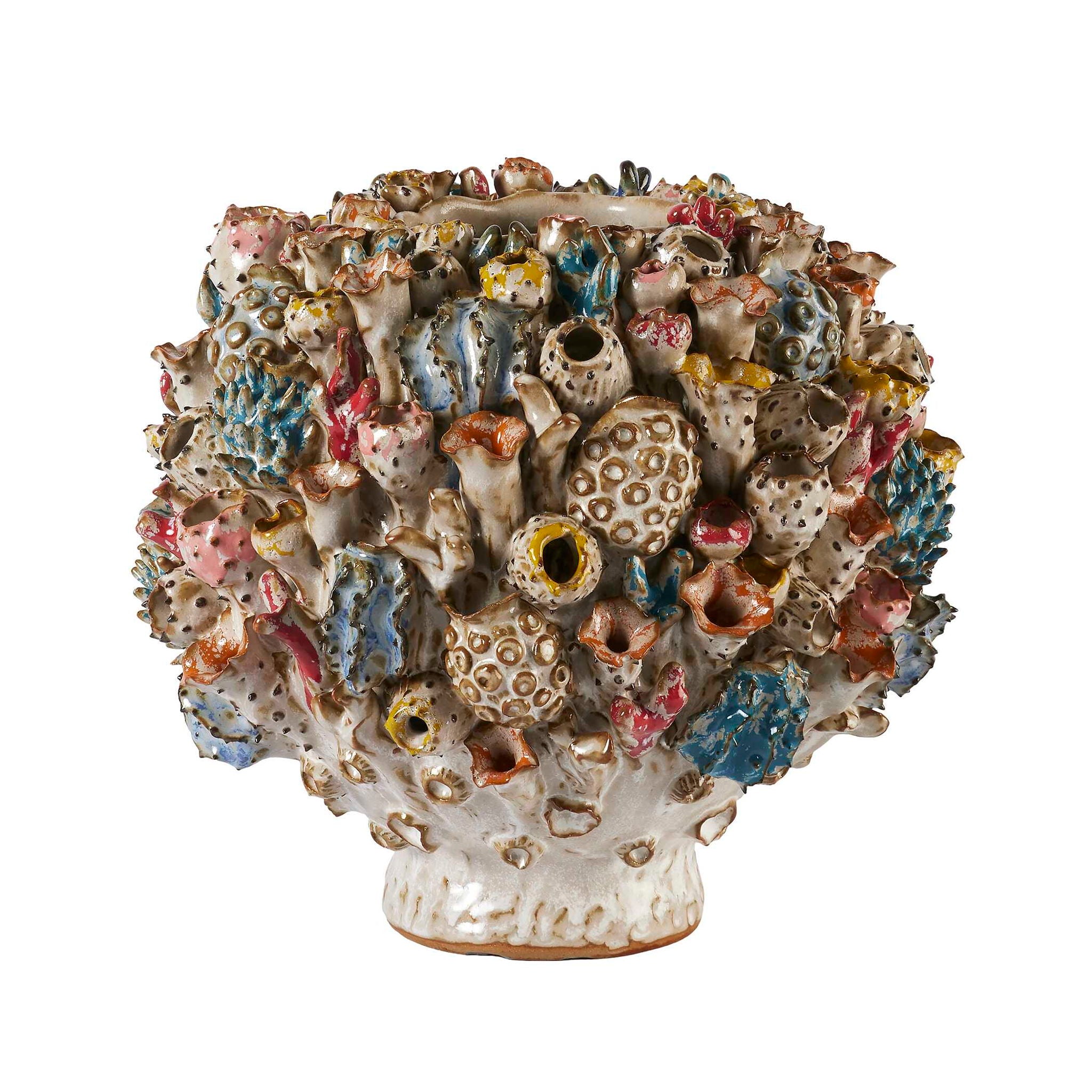 Sea Garden - Ball Vase - Blue / Red