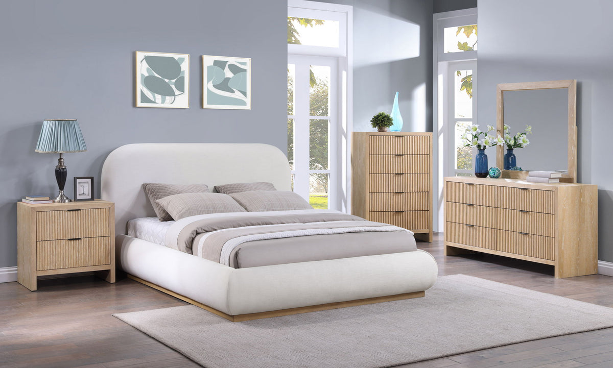 Vaughn - Linen Bed With Natural Base
