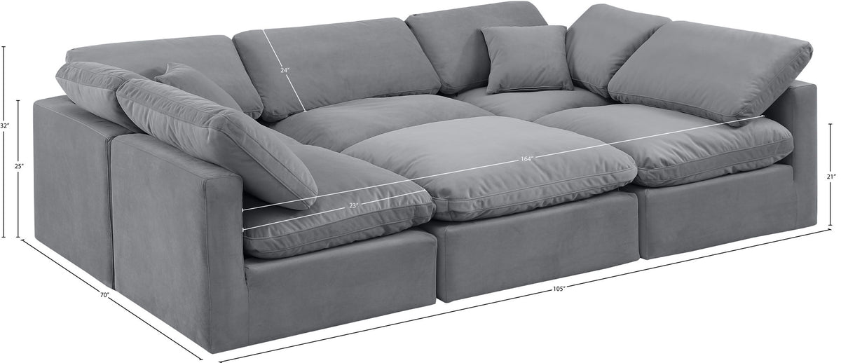 Indulge - Velvet 6 Piece Modular Sectional
