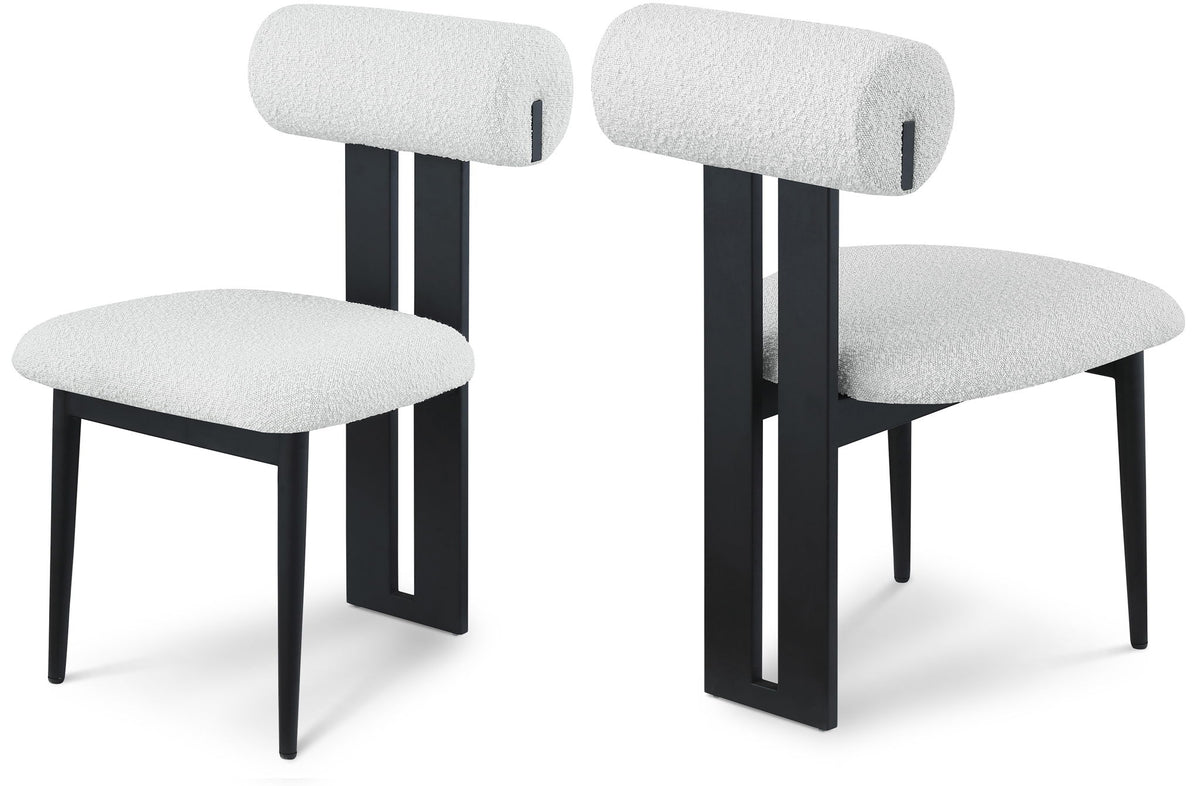 Dario - Boucle Dining Chair With Black Frame (Set of 2)