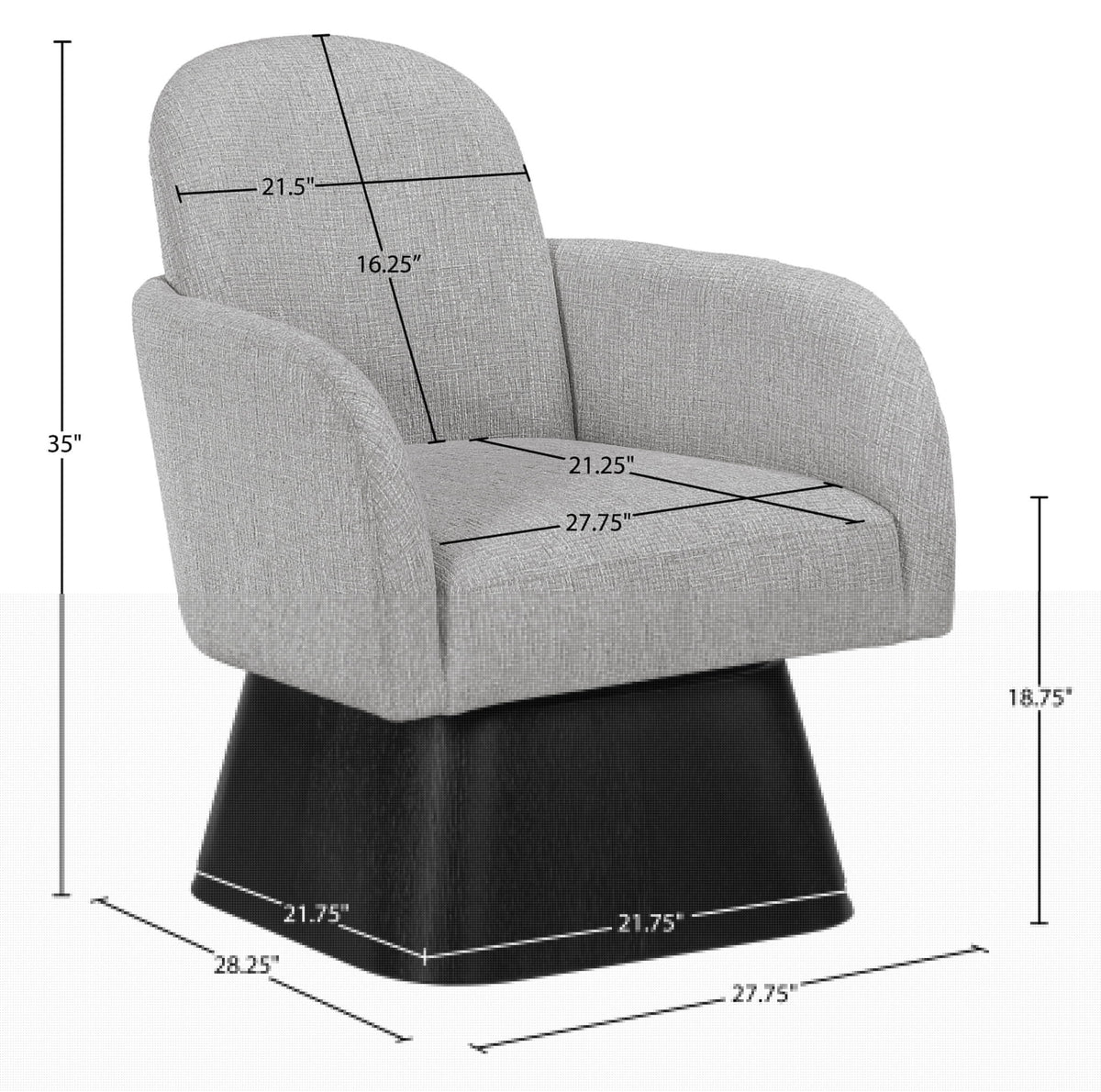Marlowe - Linen Textured Fabric Upholstered Swivel Accent Chair - Stained Black