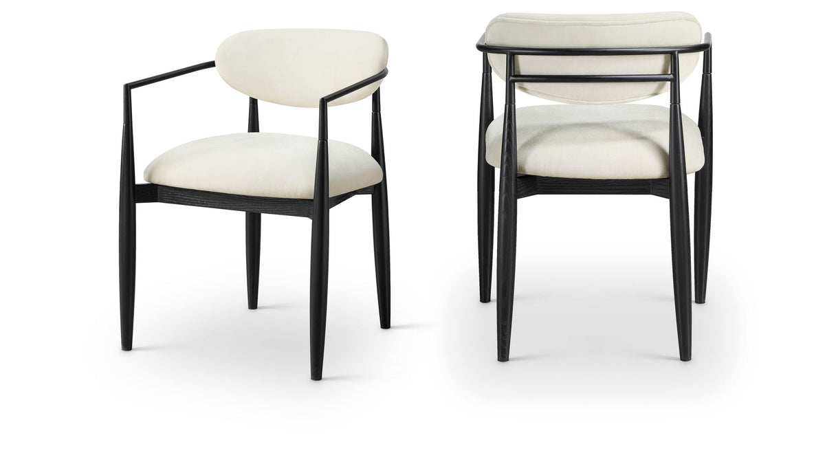 Riccio - Fabric Dining Arm Chair (Set of 2) - Black Frame