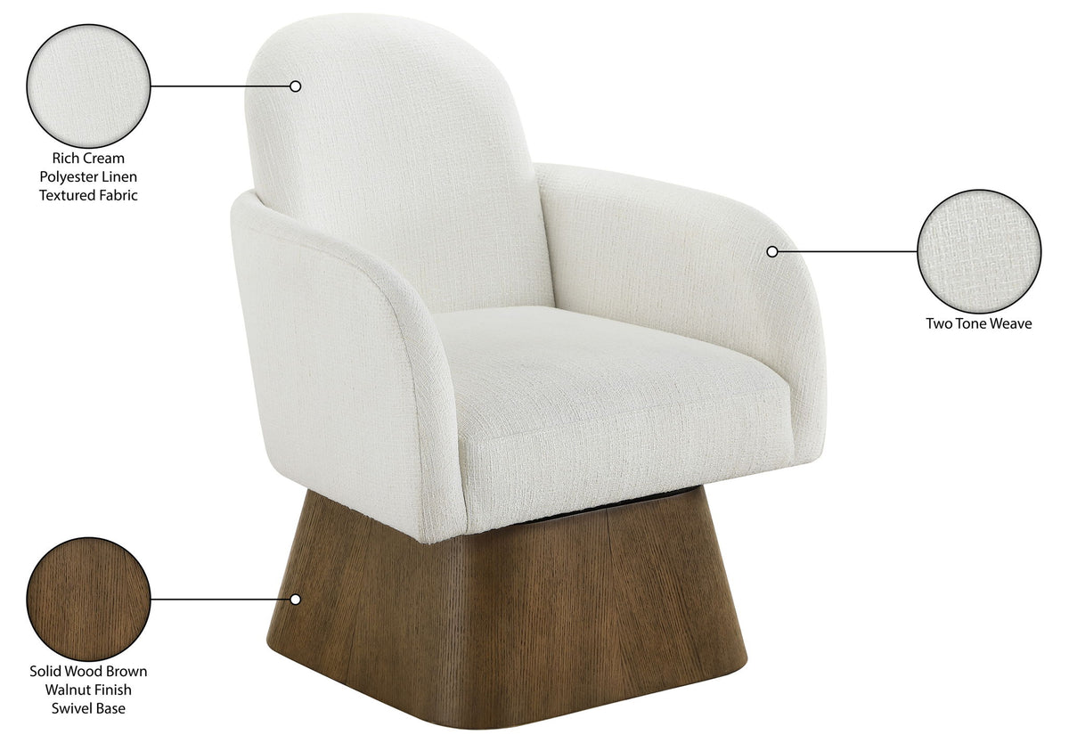 Marlowe - Linen Textured Fabric Upholstered Swivel Accent Chair - Stained Brown