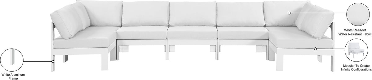 Nizuc - Outdoor Patio 7 Piece Modular Sectional With White Frame