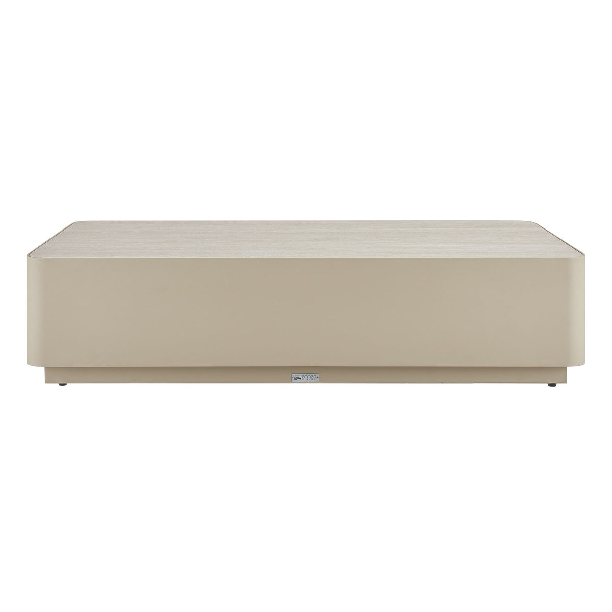 Pavilion - Powder Coated Metal Rectangle Outdoor Coffee Table With Sintered Stone Table Top - Natural