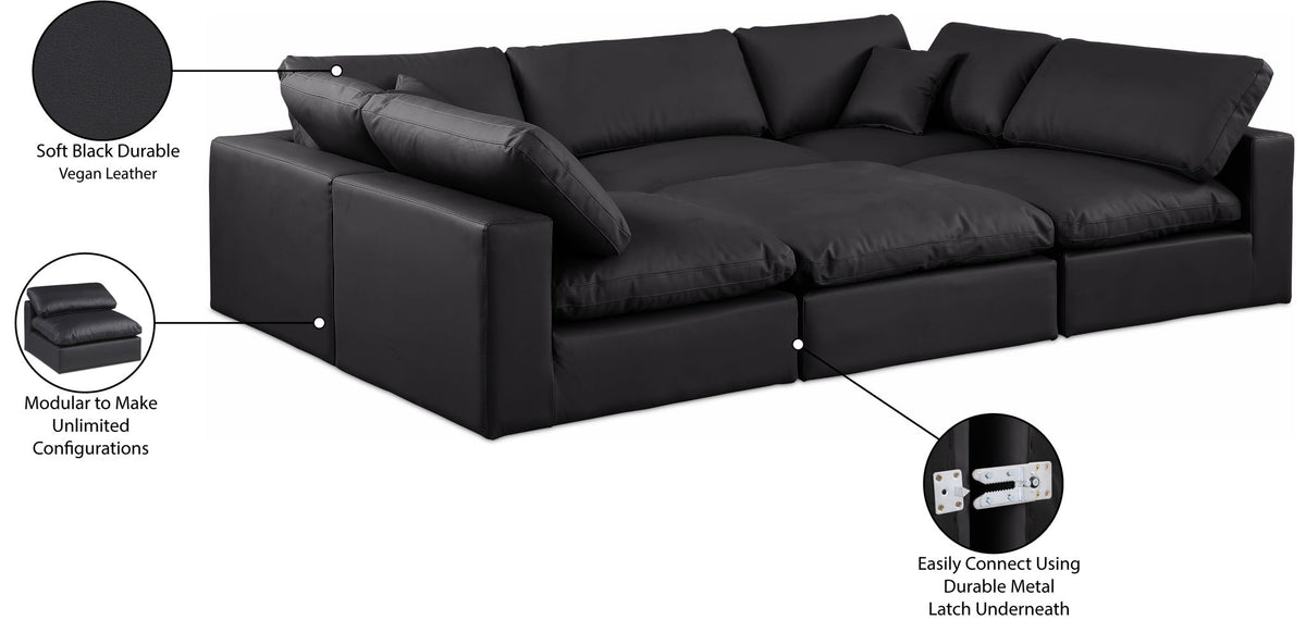 Comfy - 6 Piece Faux Leather Sectional