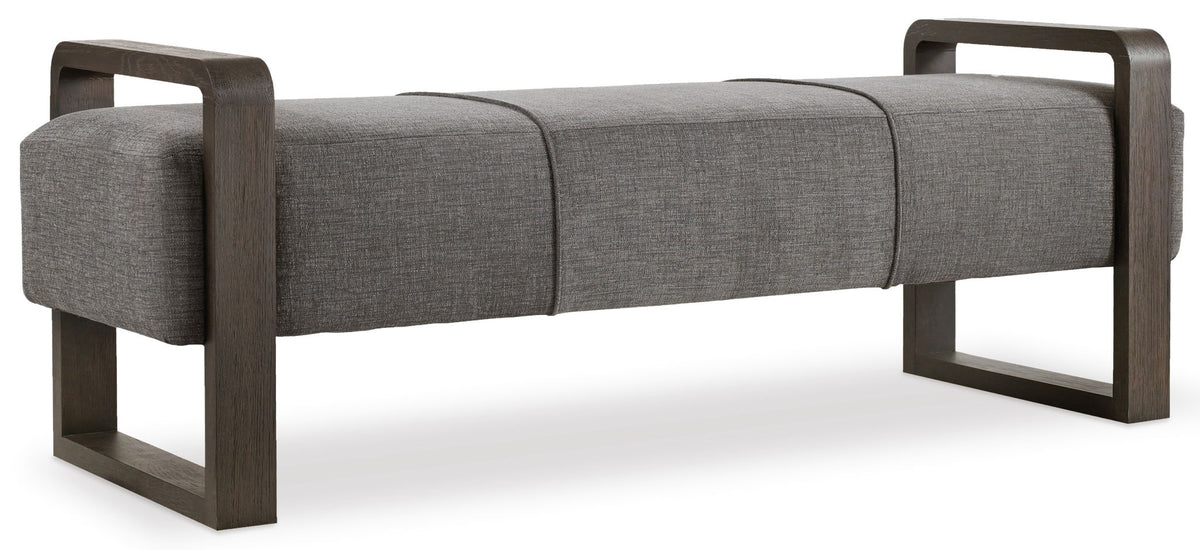 Curata - Upholstered Bench - Dark Gray / Dark Brown