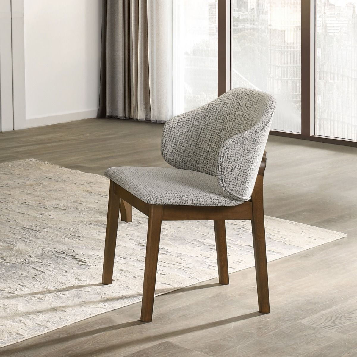 Oleia - Side Chair (Set of 2) - Chenille & Walnut