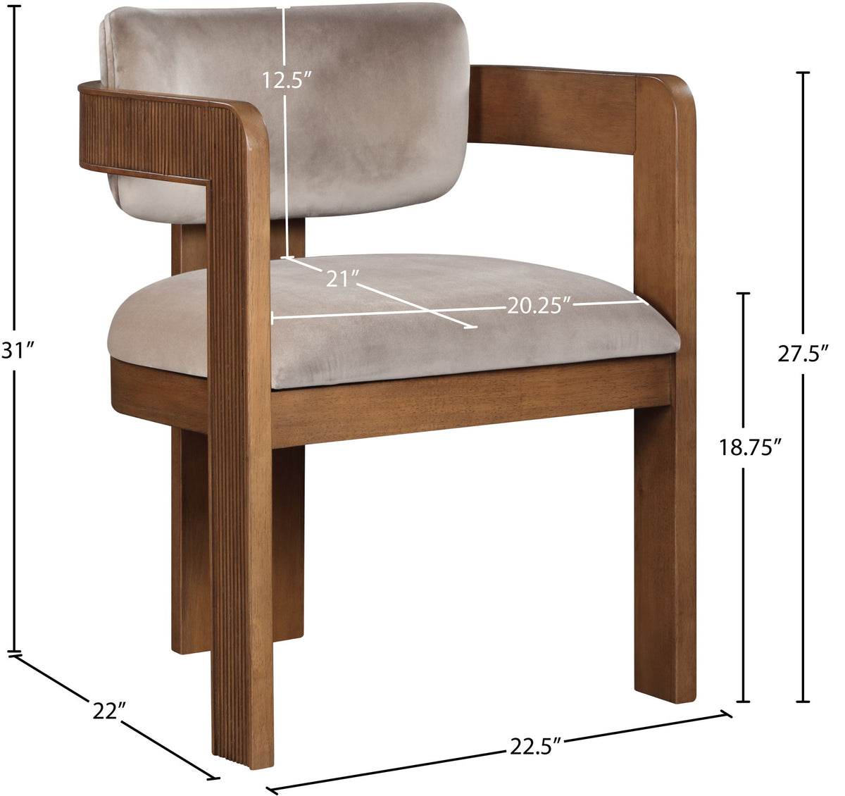 Sacha - Velvet Dining Chair With Brown Base (Set of 2)