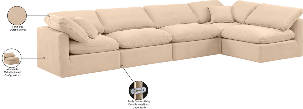 Indulge - Velvet 5 Piece Modular Sectional