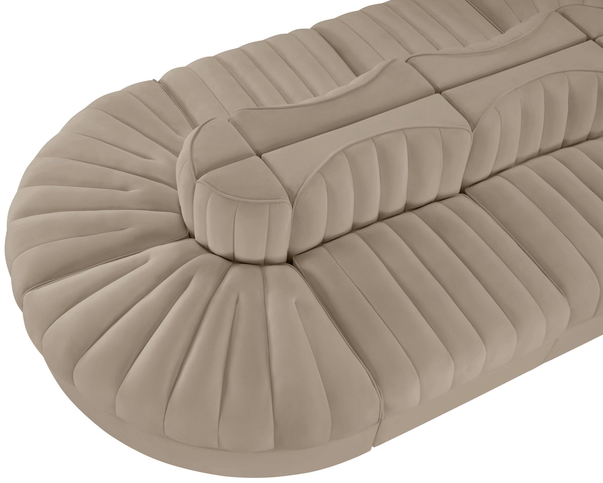 Rummi - Oval Velvet Performance Fabric Upholstered 8 Piece Modular Sectional