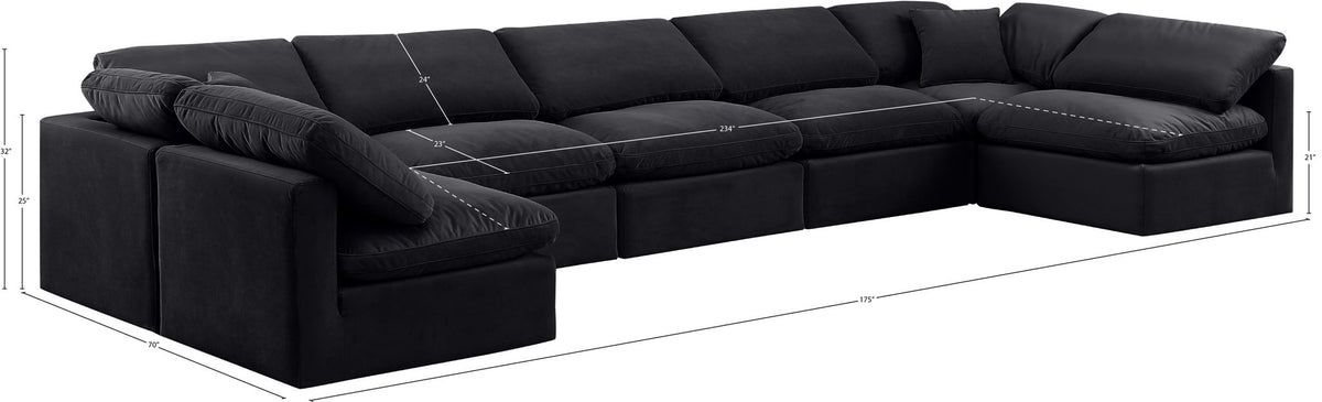 Indulge - Velvet 7 Piece Modular U-Shaped Sectional