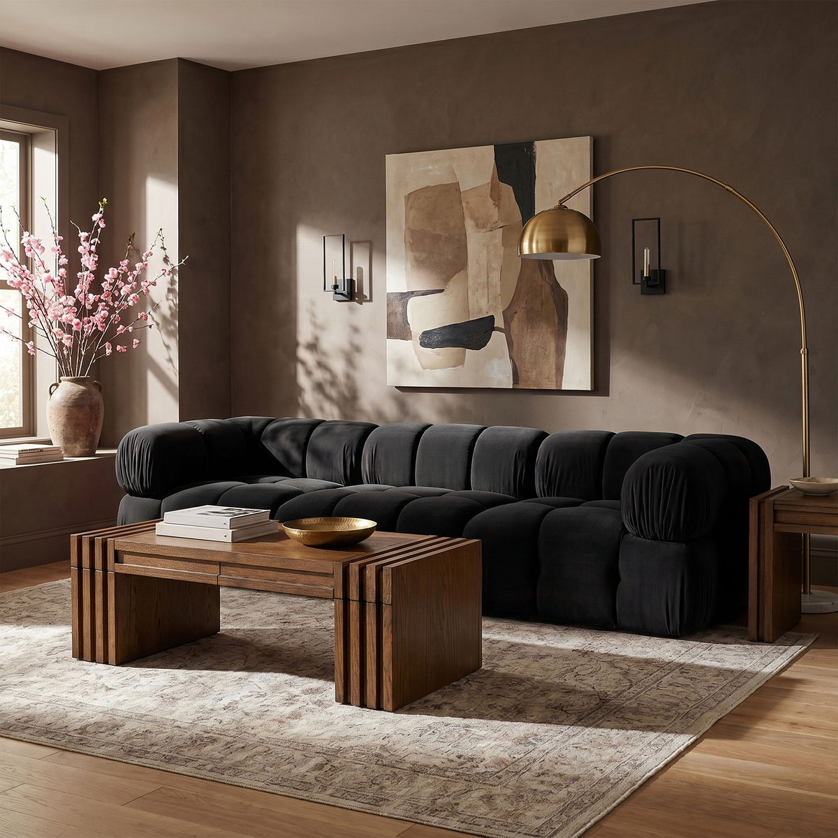Orin - Velvet Performance Fabric Upholstered 3 Piece Modular Sofa