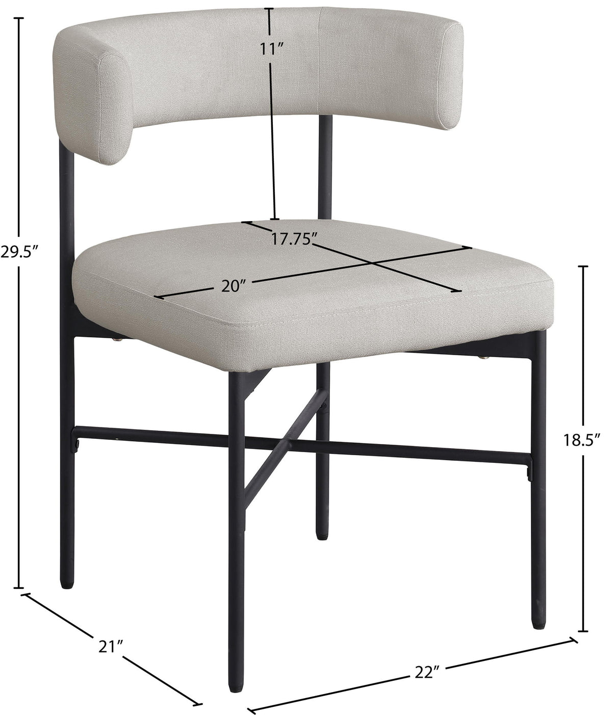 Rivage - Durable Dining Chair With Black Frame (Set of 2)