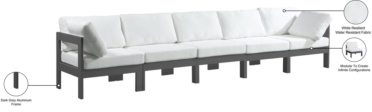 Nizuc - Outdoor Patio 5 Seat Modular Sofa With Gray Frame