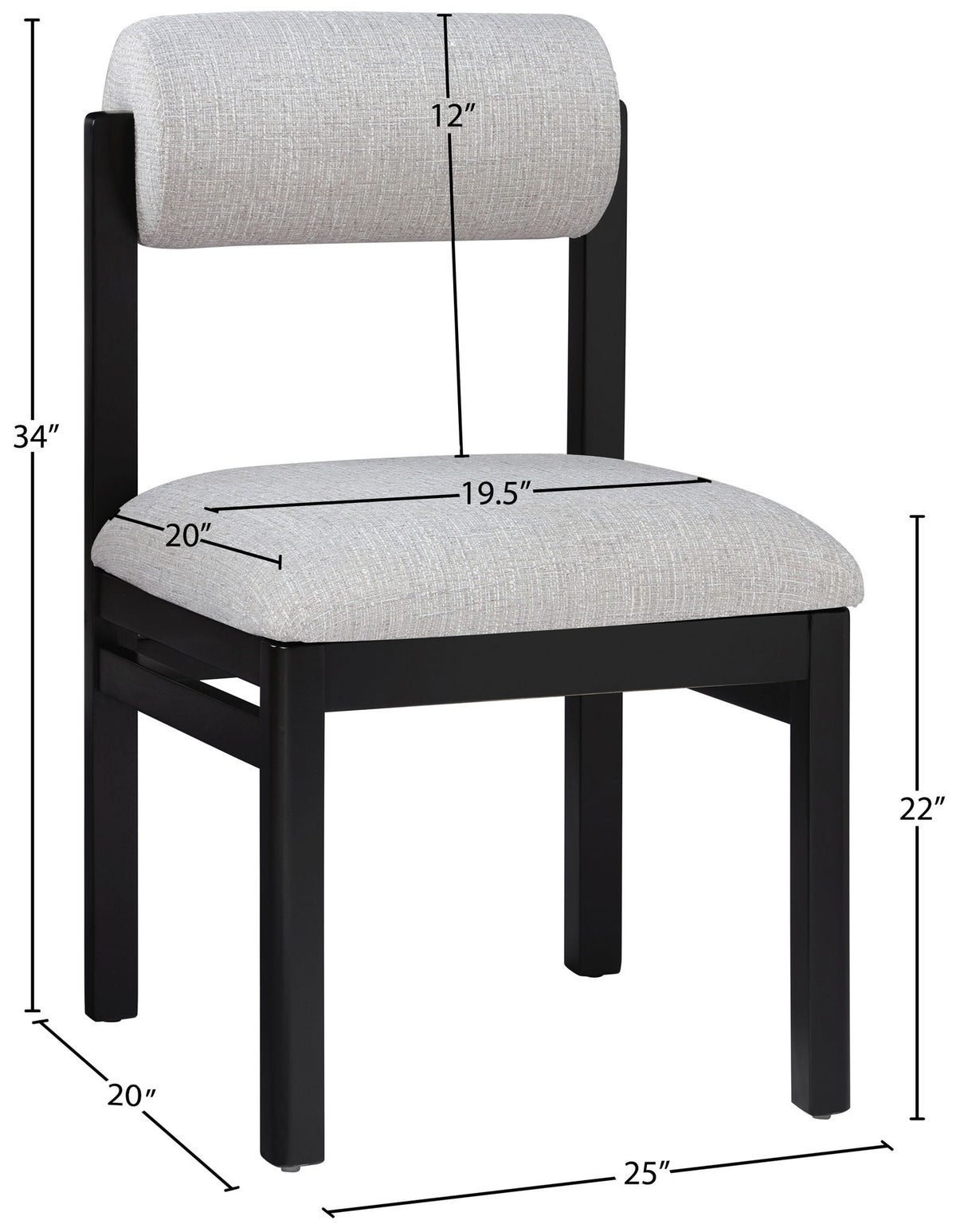 Roundhill - Fabric Dining Chair (Set of 2) - Black Frame