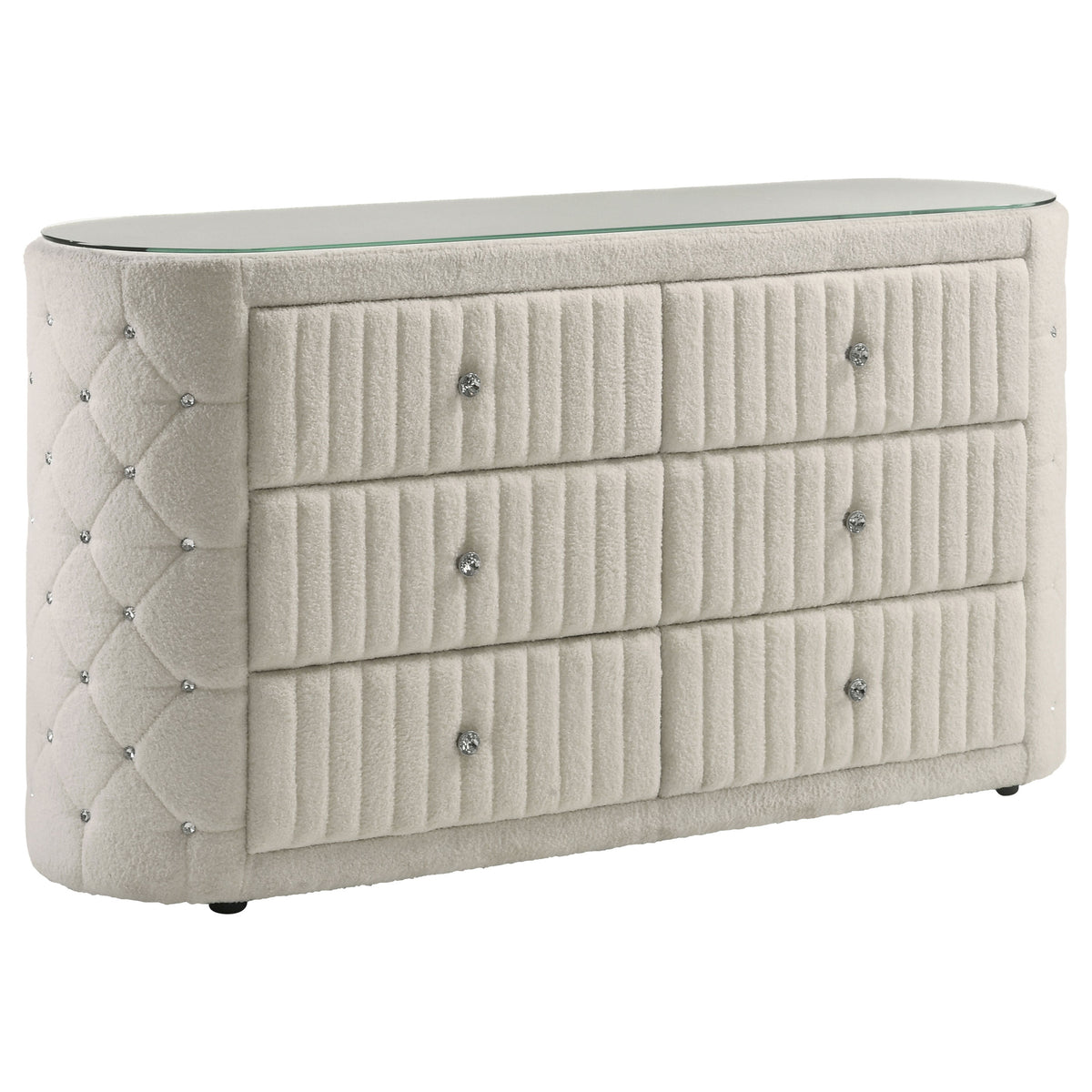 Sonya 4-piece Upholstered Eastern King Bedroom Set Ivory